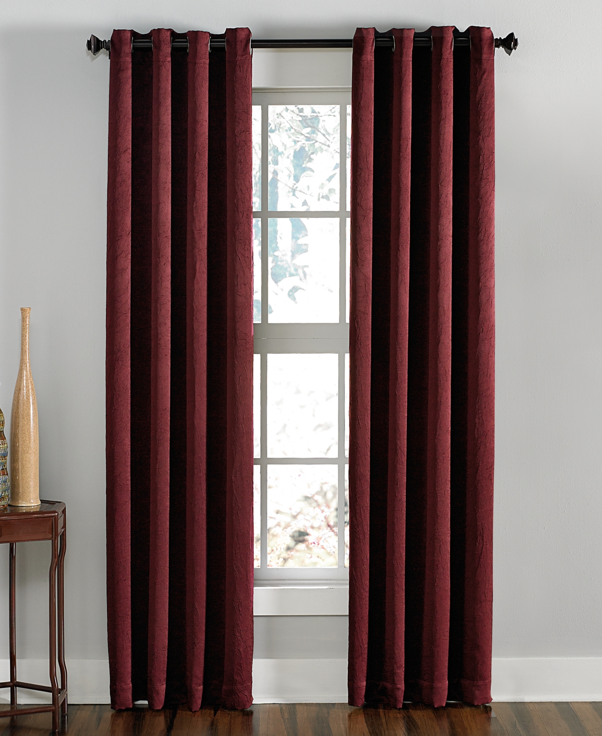 Lenox 50" x 144" Crushed Texture Curtain Panel - Wine