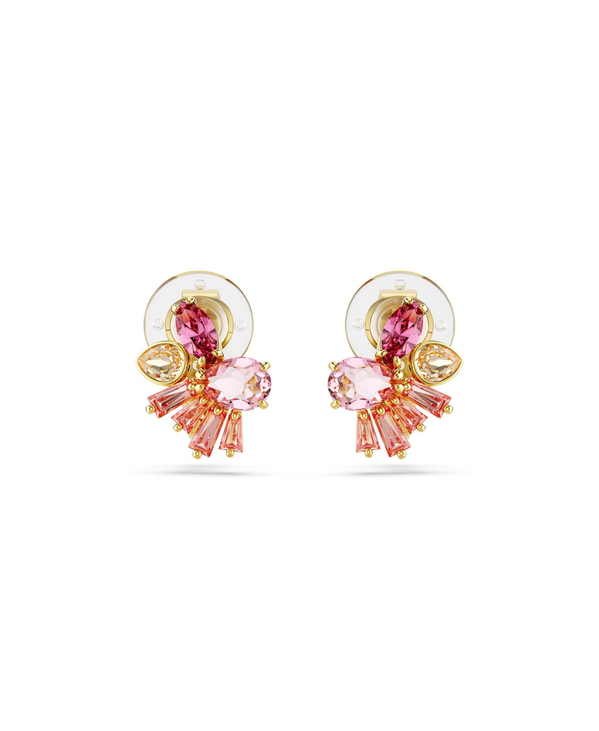 Swarovski Gema Clip Earrings Gold Shiny Pink In Pink