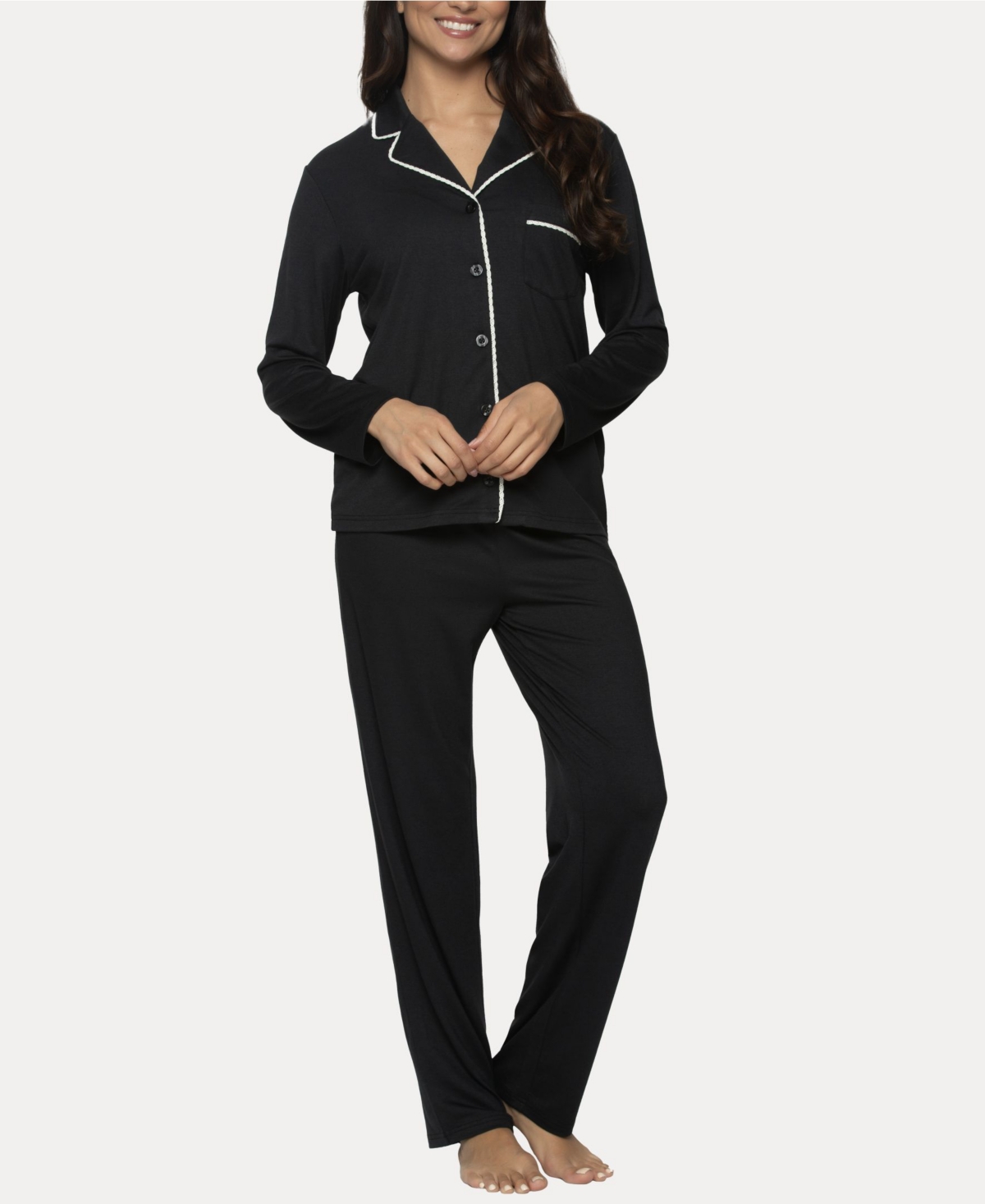 Women's Jessie 2 Pc. Long Sleeve Pajama Set - Island Paradise with White Dots