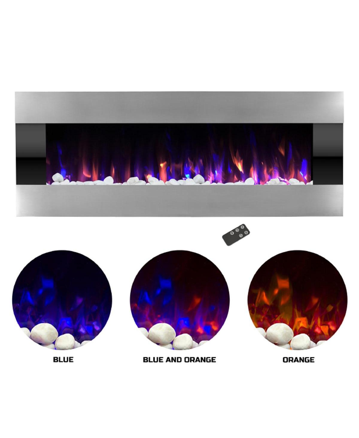 80-2000A-54-ss 54 in. Stainless Steel Wall Mounted with Led Fire & Ice Flame Electric Fireplace - Open miscellaneous