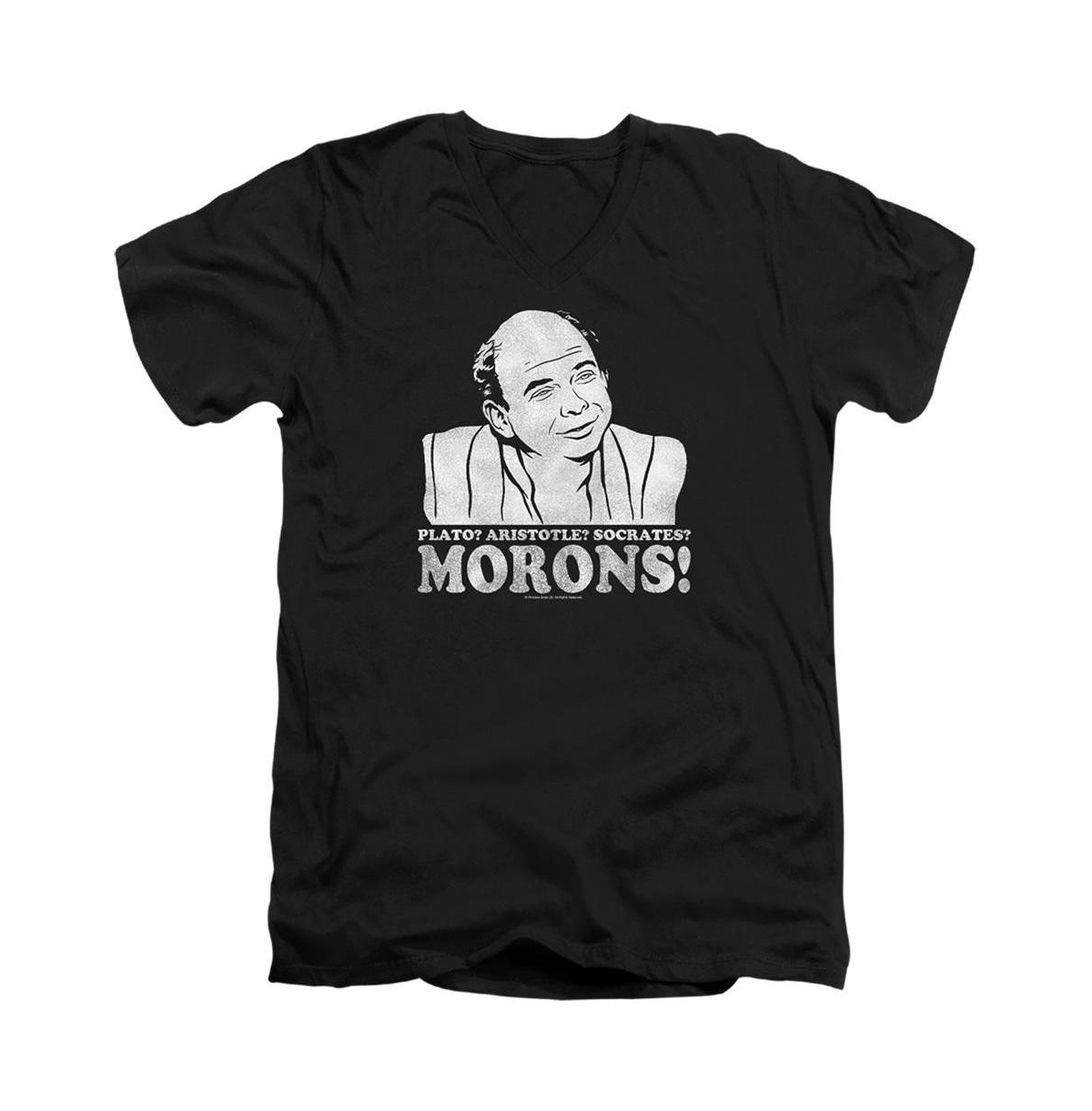 Men's Morons Short Sleeve Adult V Neck Premium Cotton Tee / T-Shirt - Black