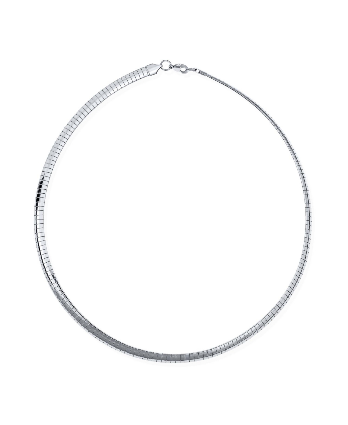 Flexible Flat Contoured Gold Silver Two Tone Cubetto Omega Snake Chain Herringbone Choker Necklace - Silver