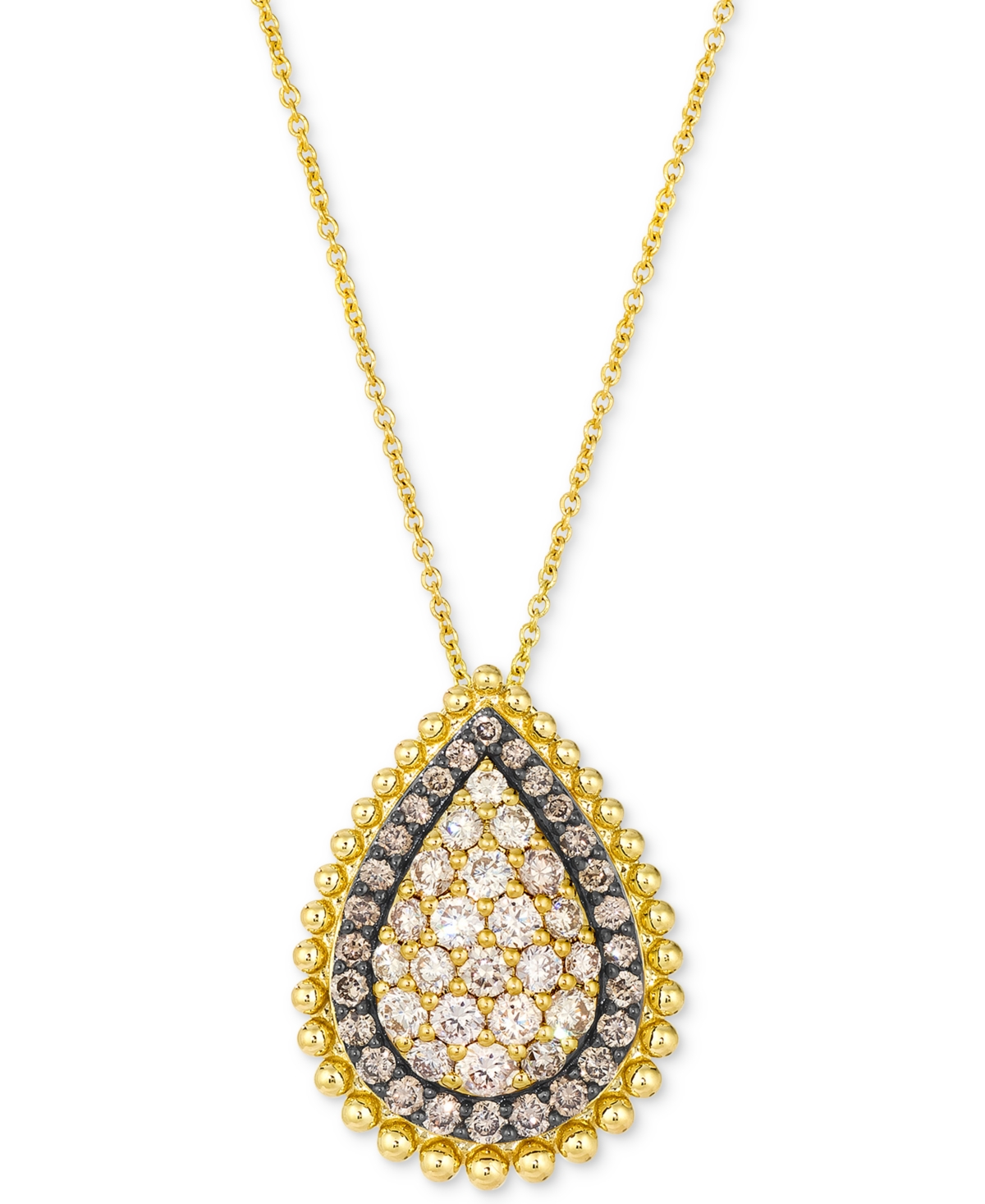 Nude Diamond (1 ct. t.w.) & Chocolate Diamond (3/8 ct. t.w.) Pendant Necklace in 14k Yellow Gold, 20" - Yellow Gold