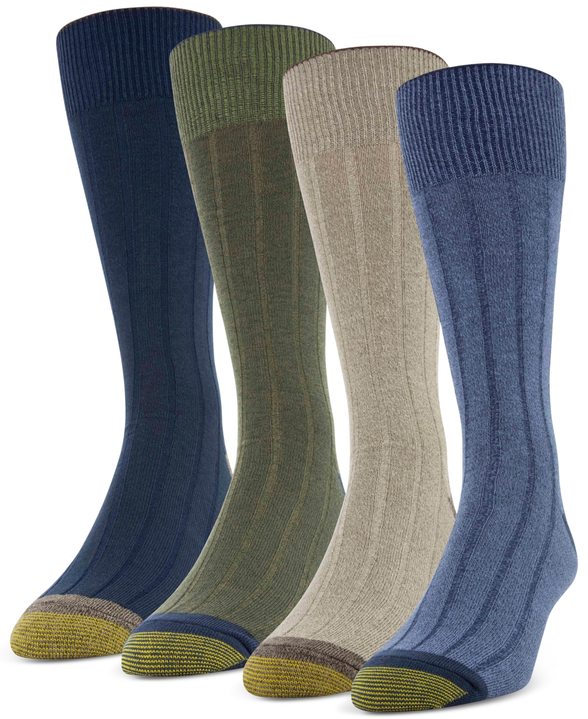 Men's 4-Pack Casual Rib Crew Socks, Created for Macy's - Denim