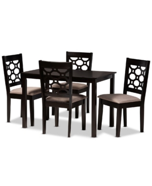 Baxton Studio Henry Modern And Contemporary Fabric Upholstered 5 Piece Dining Set In Sand