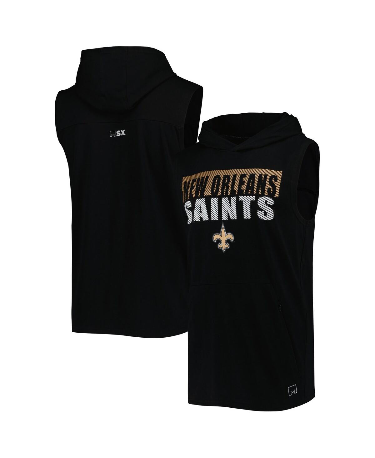 Men's Msx by Michael Strahan Black New Orleans Saints Relay Sleeveless Pullover Hoodie - Black
