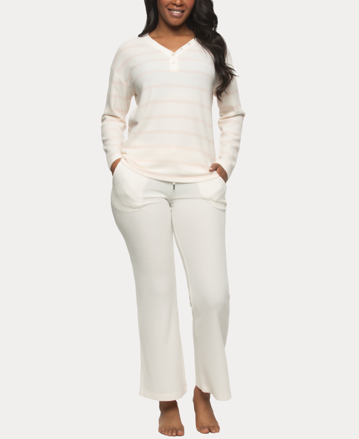 Women's Jolie V-Neck Henley and Pant Lounge Set - Purple Dove