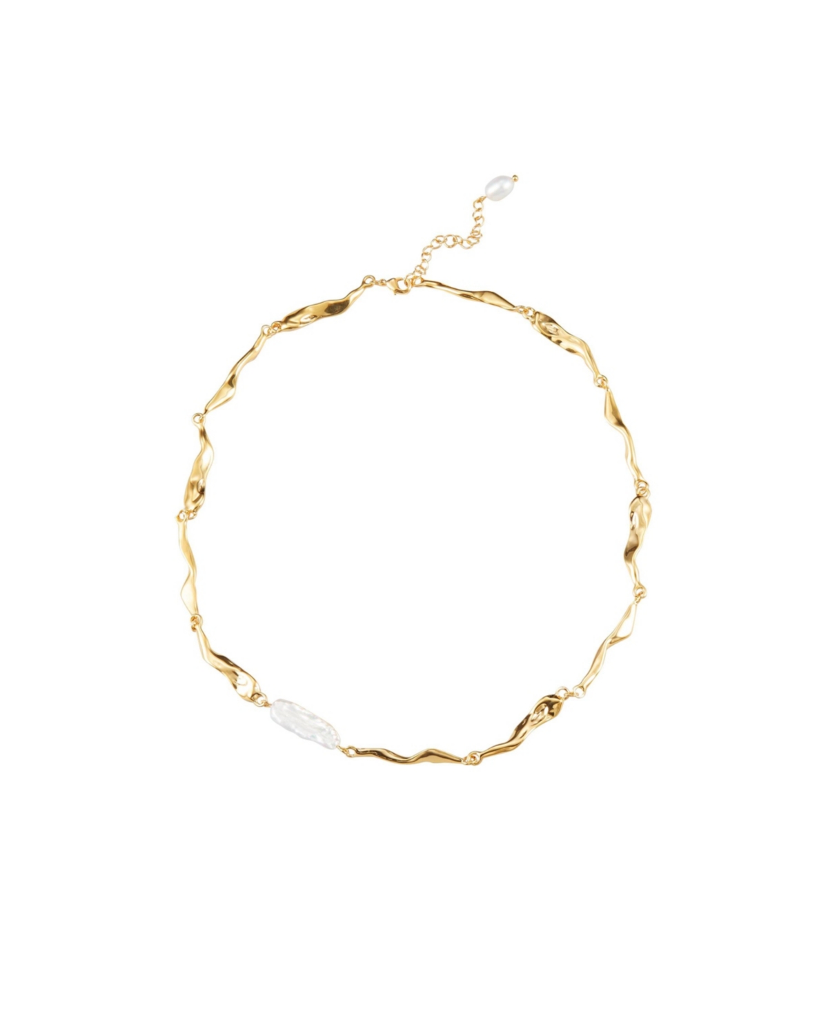 Freshwater Baroque Pearl Molten Necklace - Gold