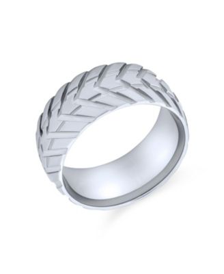 Mechanic Sports Car Racer Wide Tread Tire Band Ring Bikers Matte Brushed Silver Tone Stainless Steel 8mm