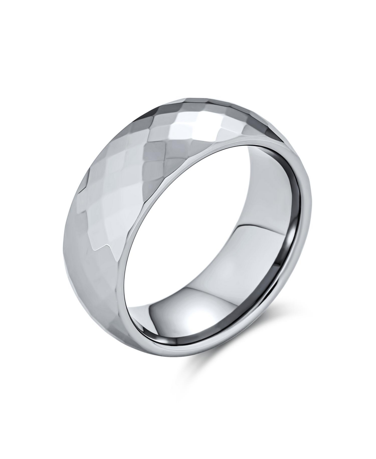 Multi Faceted Prism Cut Titanium Band Rings Silver Tone Comfort Fit - Silver tone 8mm