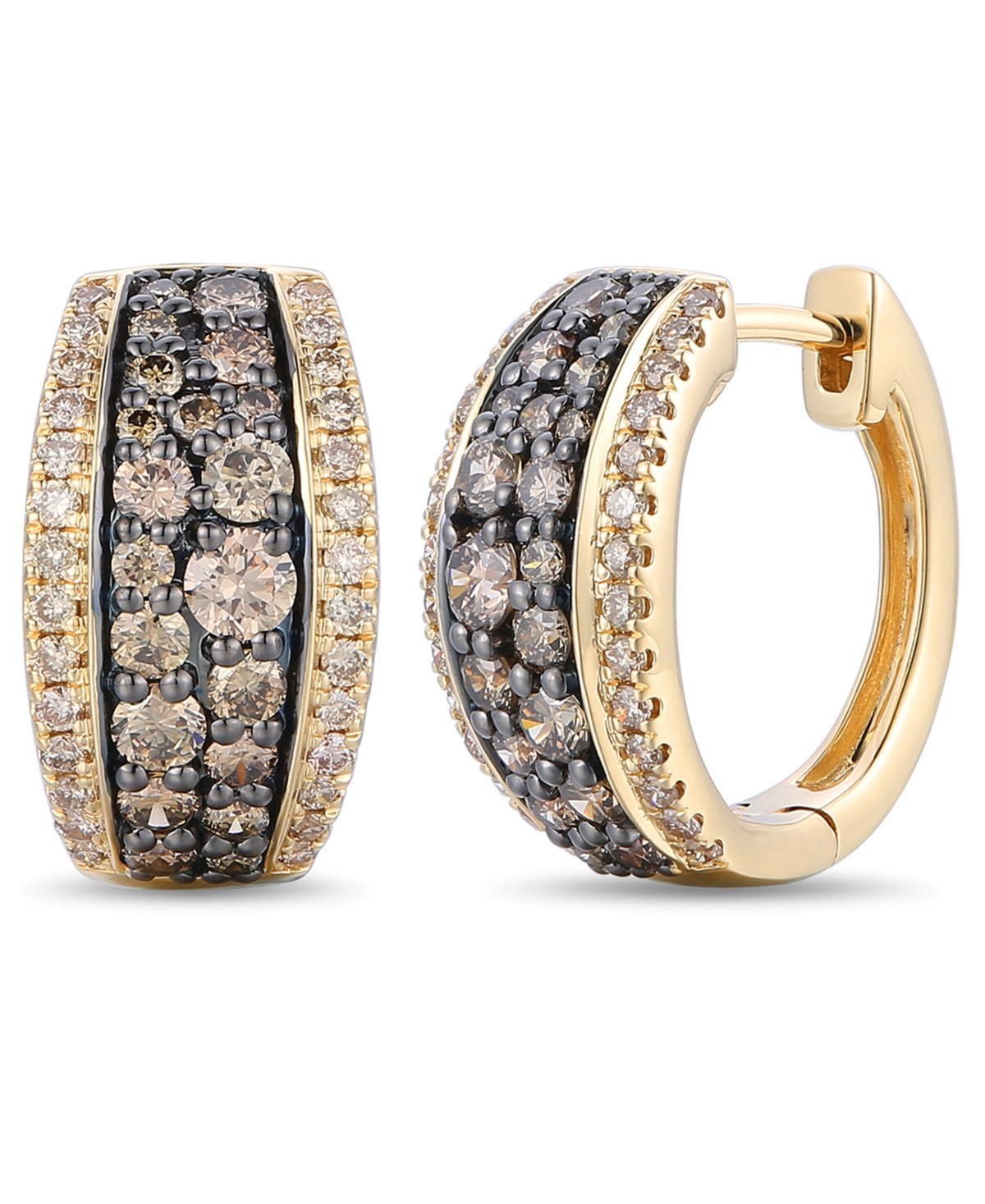 Chocolate Diamond & Nude Diamond Small Hoop Earrings (1-1/8 ct. t.w.) in 14k Gold, 0.57" - Yellow Gold