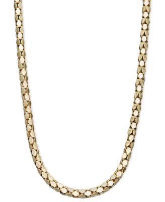 Popcorn Link Chain Necklace Collection In 14k Gold