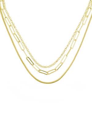 ESSENTIALS TRIPLE ROW 16" CHAIN NECKLACE IN SILVER PLATE OR GOLD PLATE 