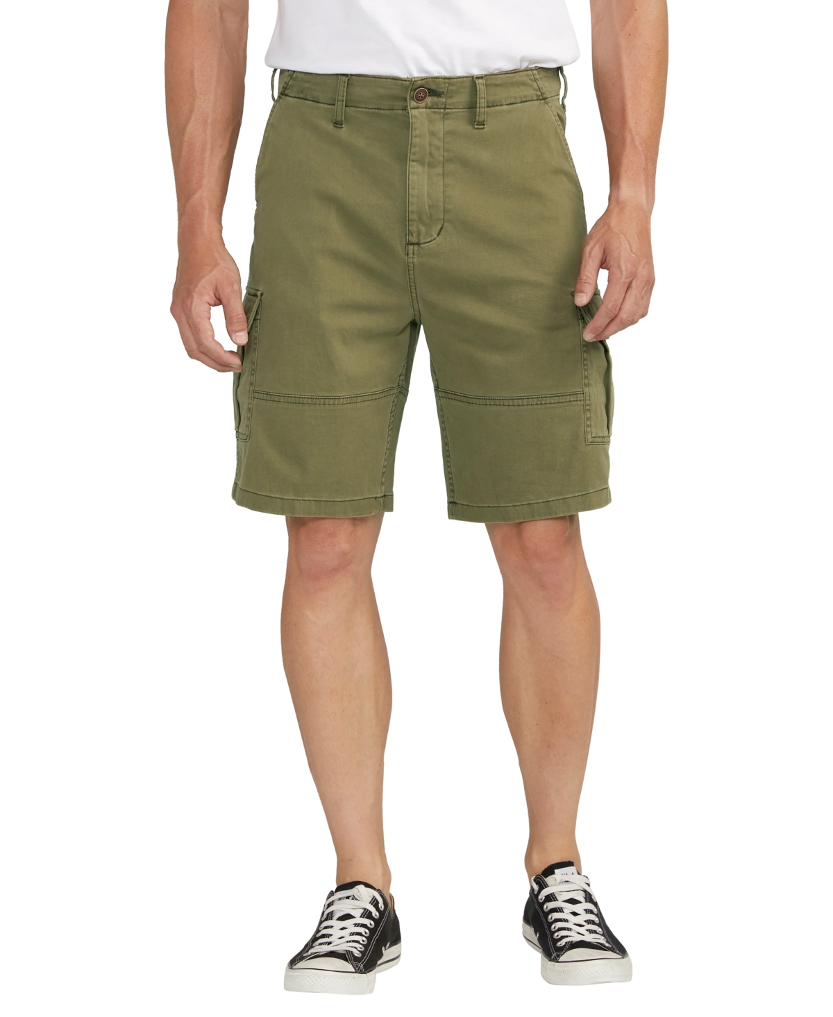 Silver Jeans Co. Stretch Cotton Twill Cargo Shorts In Olive