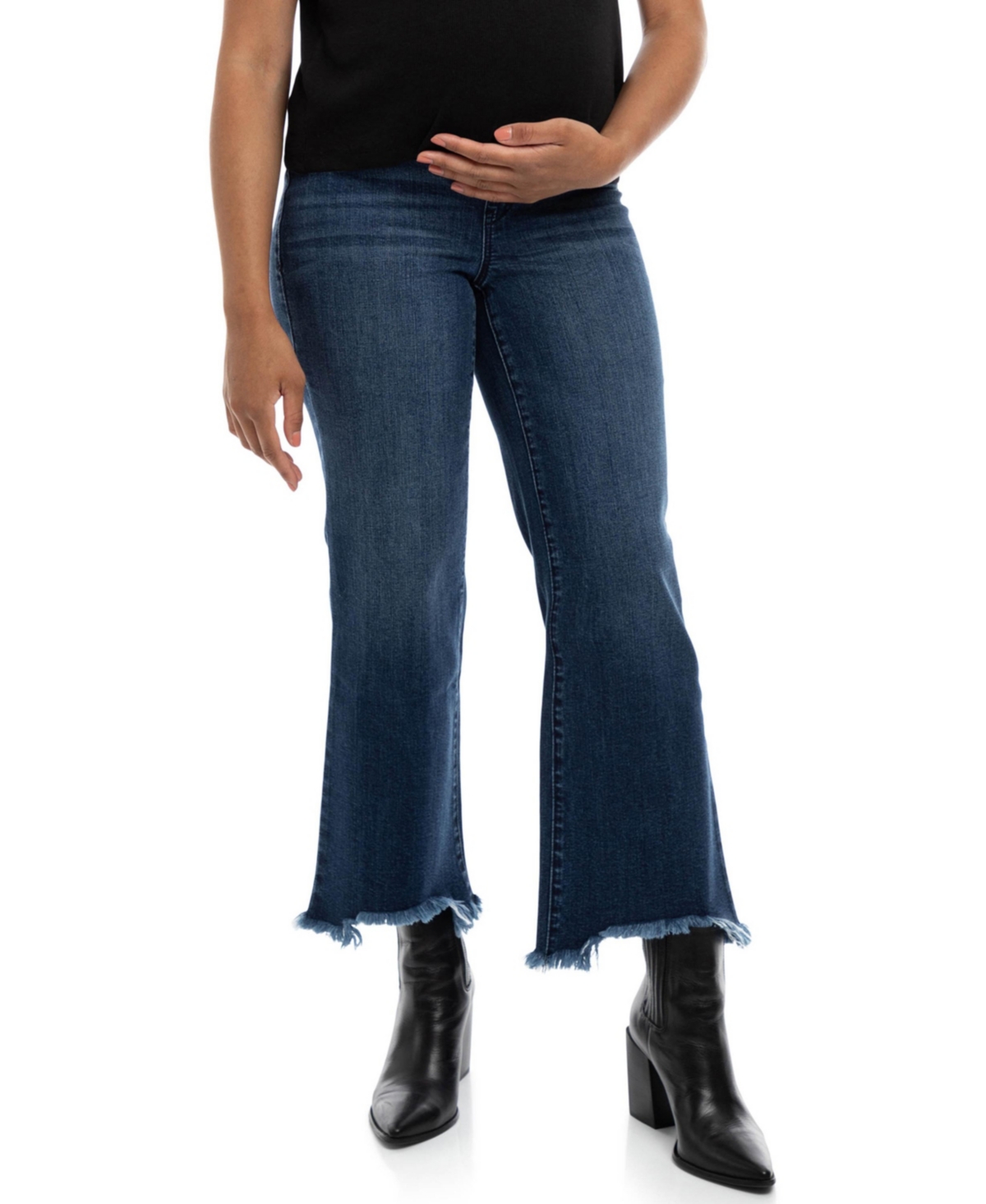 Maternity 1830 Denim 27" Fray Crop Boot Jean with Bellyband - Grayden