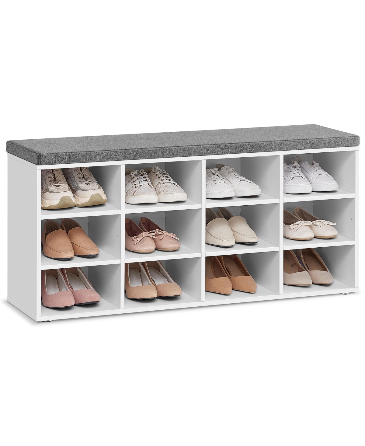Shoe Bench with Padded Seat - Gray