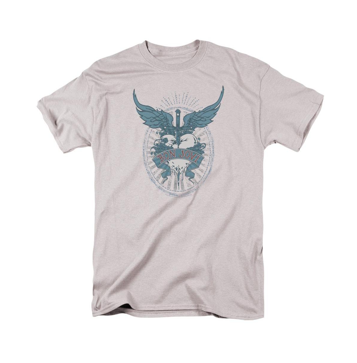 Mens Winged Heart Short Sleeve Adult Tee / T-Shirt - Silver