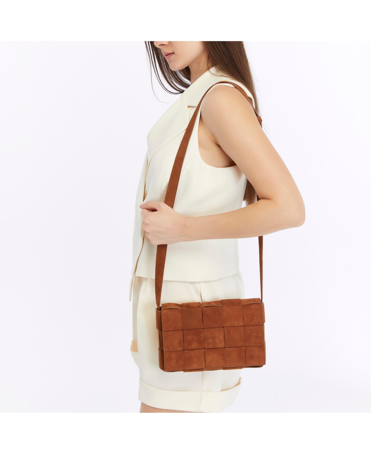 Women's Suede Shoulder Bag, Created for Macy's - Tan