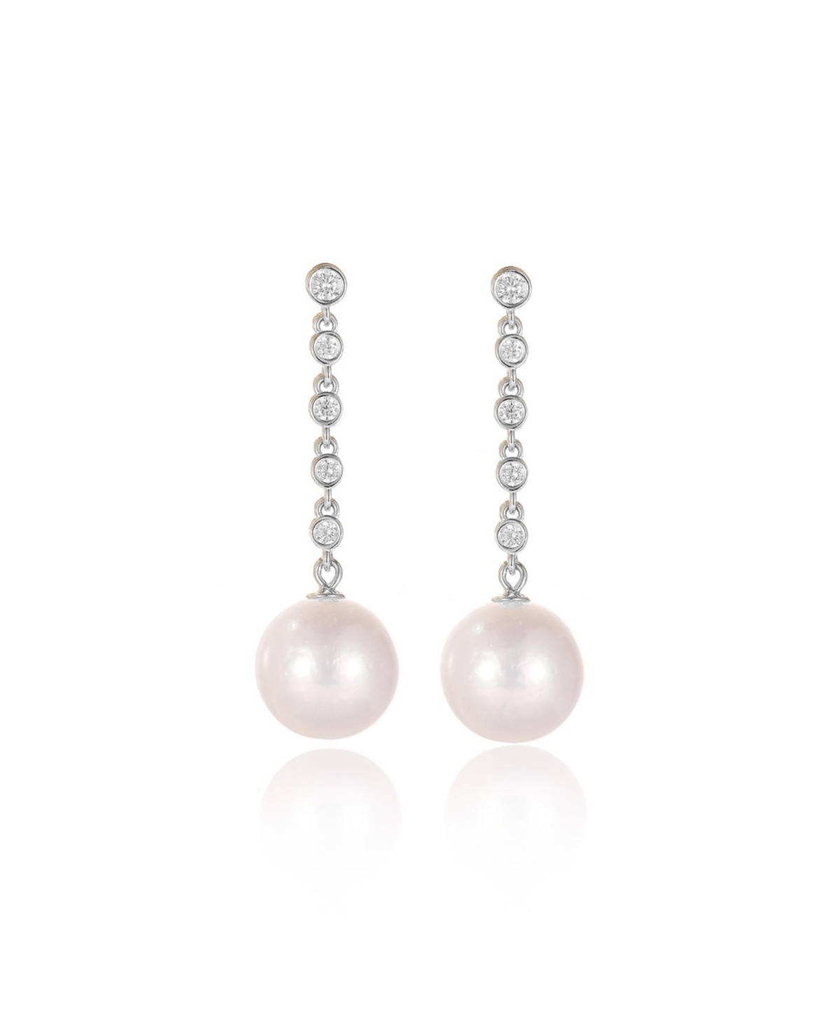 Electra Riviere Freshwater Pearl Drop Earrings - Silver