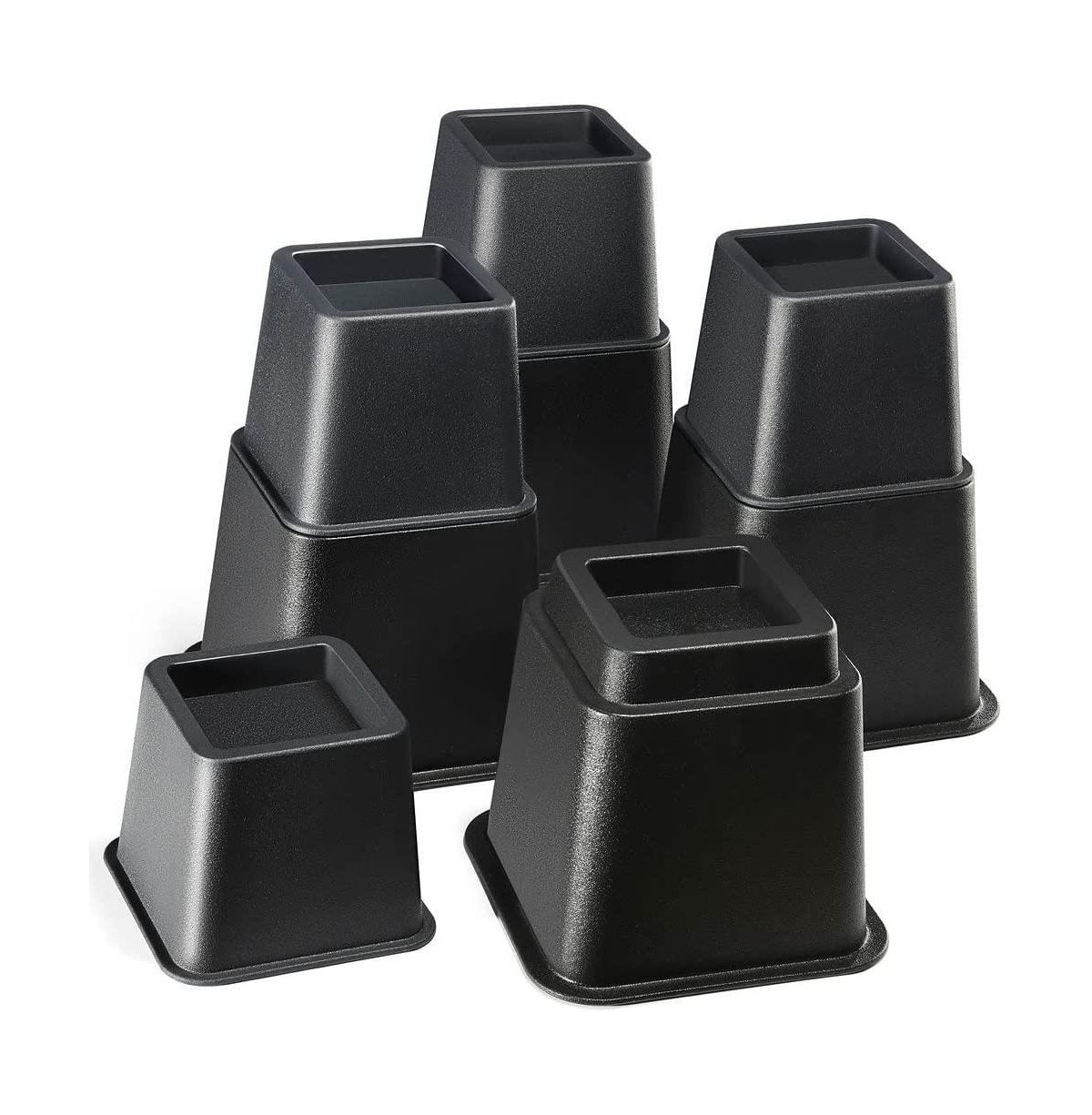 Adjustable Stackable Bed Frame Risers for Elevation & Under-Bed Storage - Heavy-Duty Furniture Riser for Table, Couch, Desk, and Chair - Set of 4 Larg