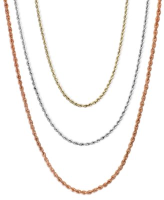 16 20 Rope Chain Necklaces 1mm In 14k Gold White Gold Or Rose Gold