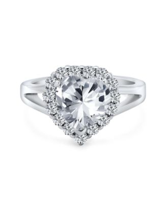 Romantic Statement 3ct Cz Halo Promise Heart Shape Promise Ring .925 Sterling Silver Split Band