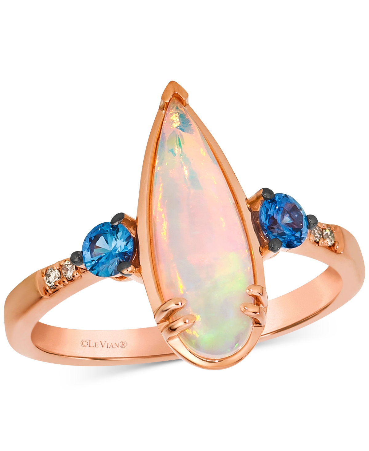 Neopolitan Opal (1 ct. t.w.), Blueberry Sapphire (1/4 ct. t.w.) & Nude Diamond Ring in 14k Rose Gold - Rose Gold
