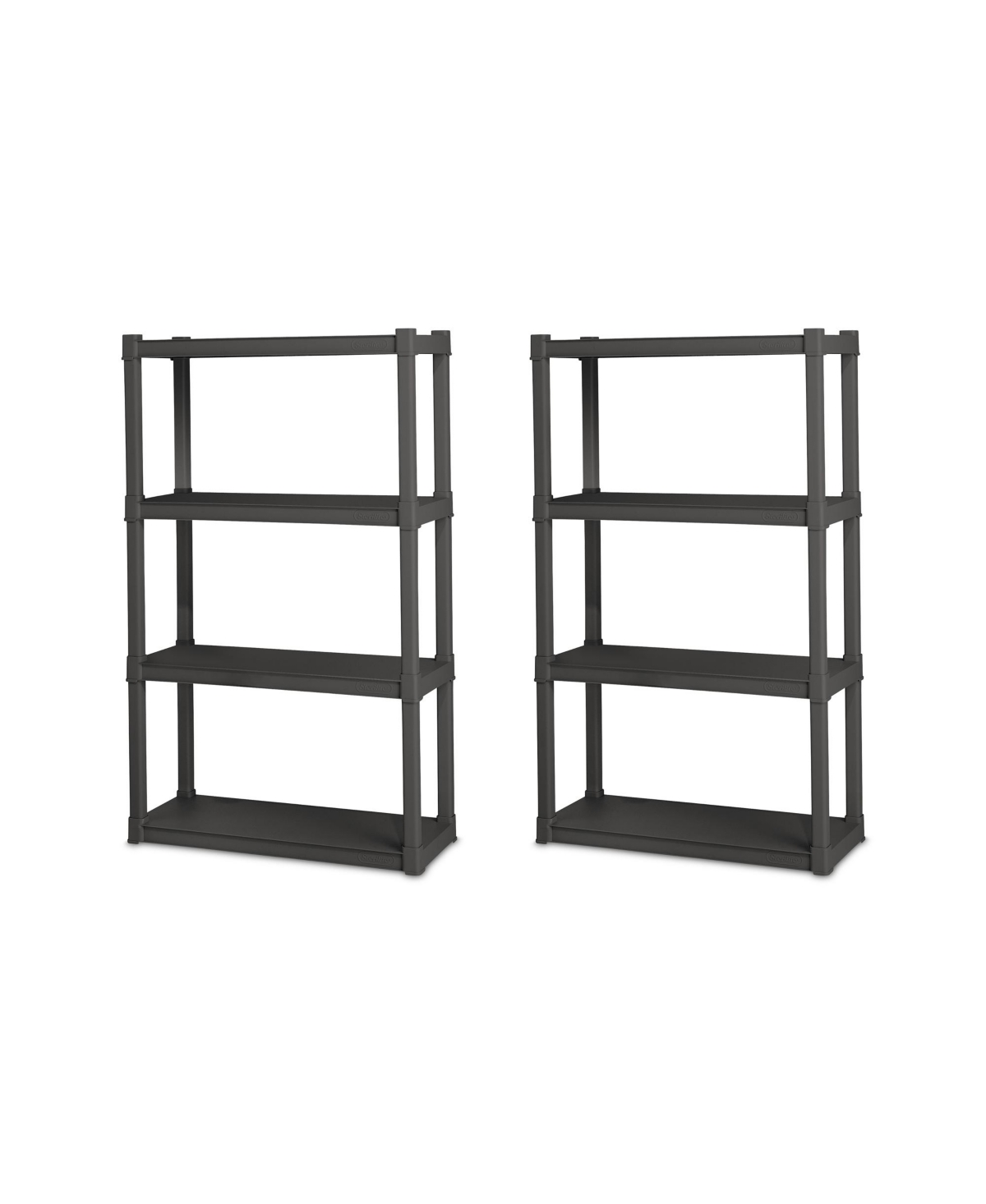 Plastic Indoor Outdoor 4 Shelf Durable Shelving Unit, Gray, 2 Pack