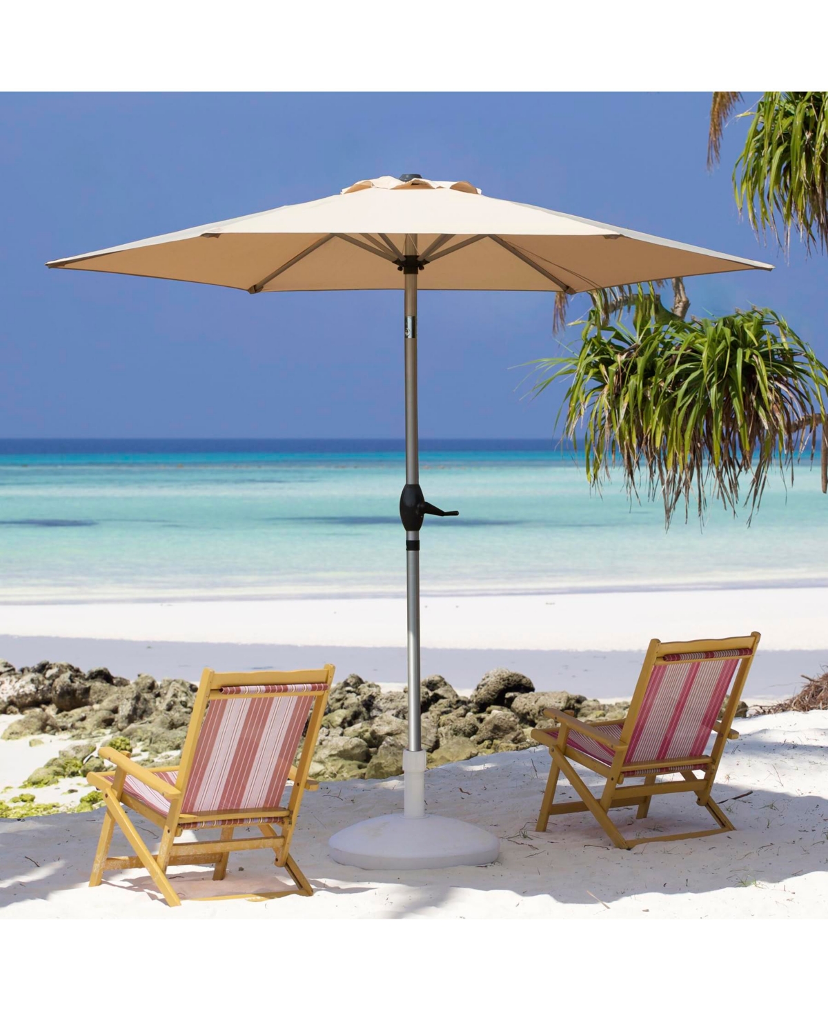 7.5FT Patio Umbrella, Outdoor Table Umbrella with Push Button Tilt and Crank, Uv Protection Waterproof Market Sun Umbrella with 8 Sturdy Ribs for Gard