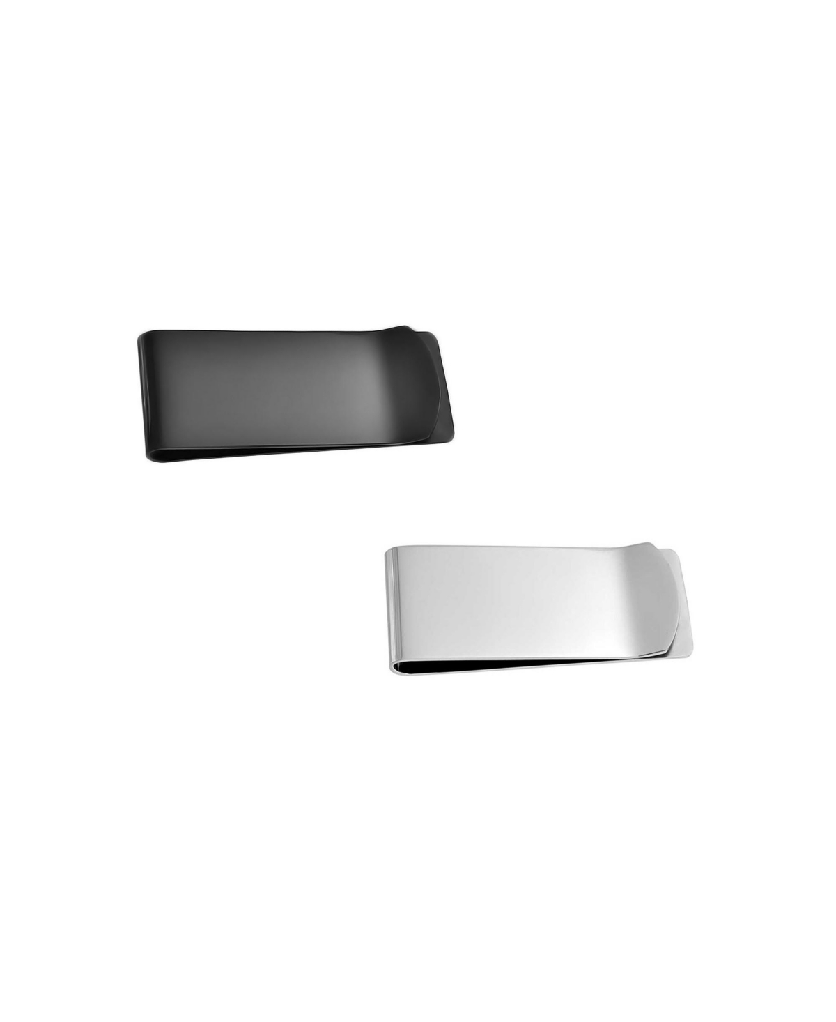 Set of 2 Large Wide Strong Money Clip Card Holder Black Gold Stainless Steel - Gold-silver