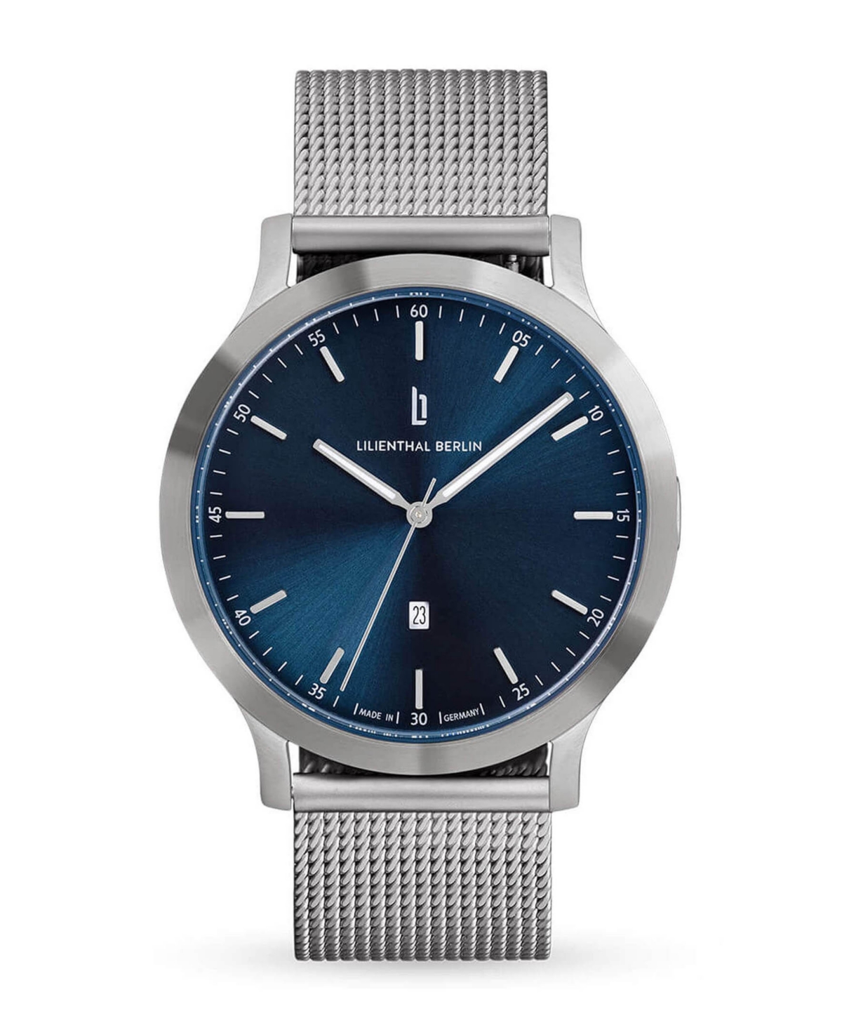 Unisex Huxley Silver Blue Silver-Tone Stainless Steel Mesh Watch 40mm - Silver