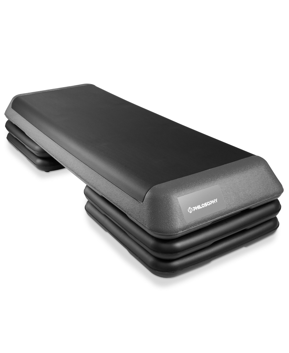 Aerobic Exercise Adjustable Step Platform, Health Club Size, with 4 Risers - Gray - Grey