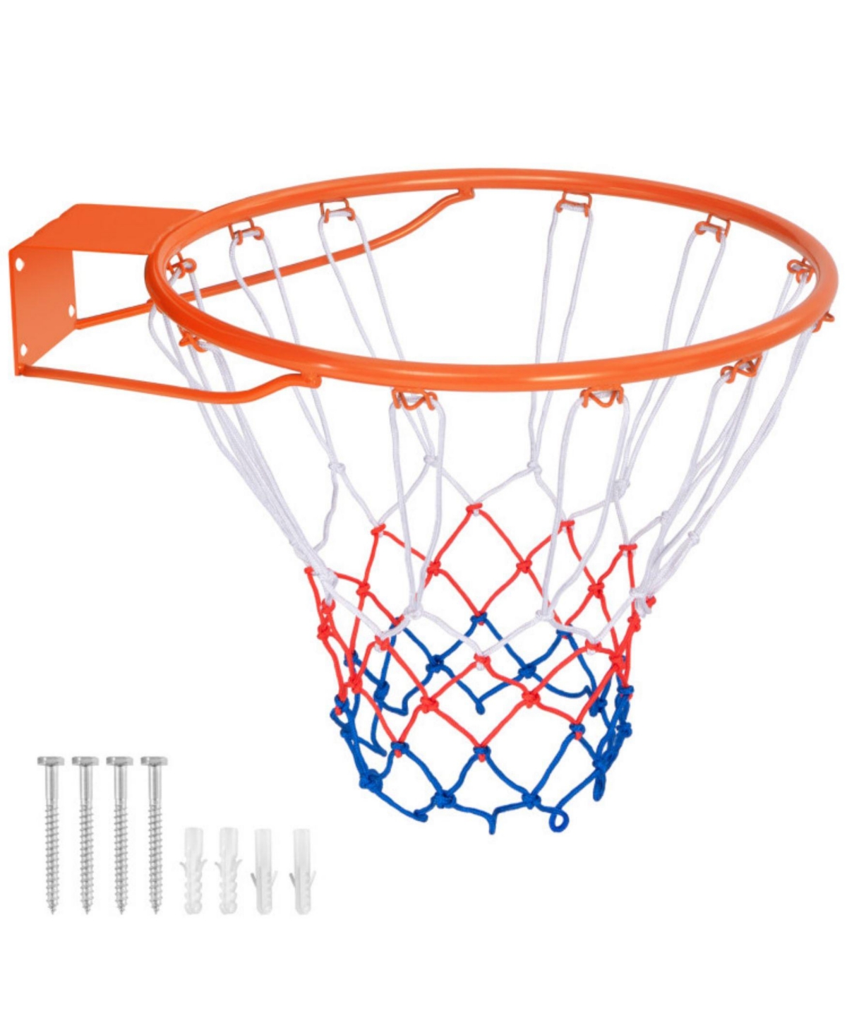 15 Inch Basketball Rim Goal Replacement with All Weather Net and Mounting Hardware-Orange - Orange