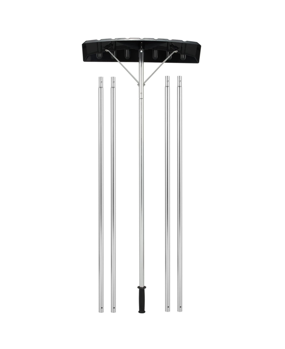 Snow Roof Rake, 4.8-20FT Extendable Aluminum Snow Removal Tool w/ 25-inch Wide Blade & 5-Section Easy Snap-on Tubes, Ideal for Clearing Trucks,