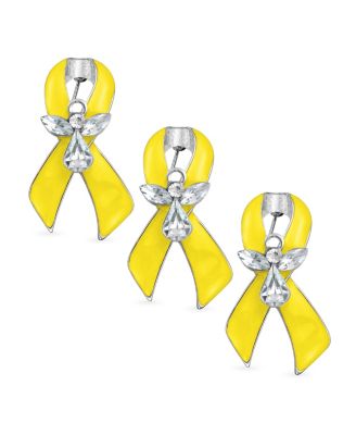 Ribbon Brooche Pin For Awareness Cancer Peace Survivor 3 Pack Set