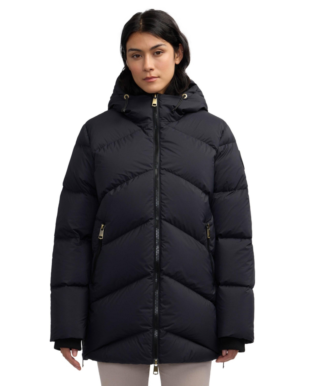 Women's Fallon Boxy Inverted Chevron Quilted Puffer - Navy