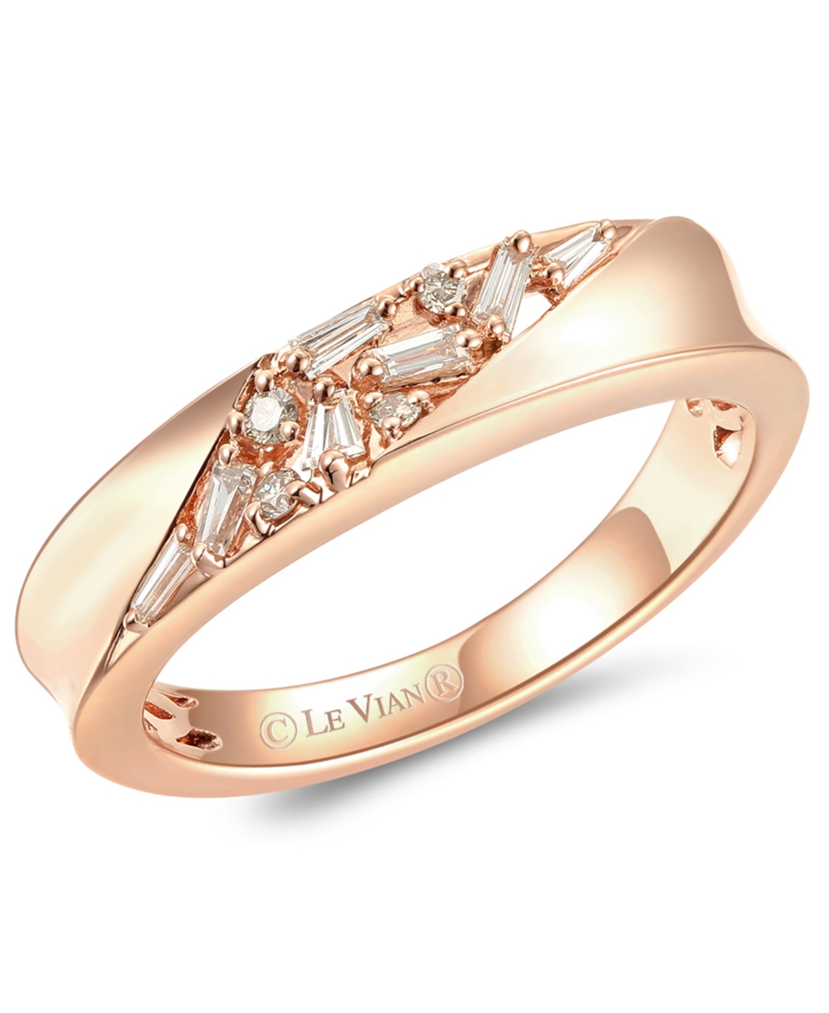 Nude Diamond Baguette & Round Scatter Cluster Ring (1/6 ct. t.w.) in 14k Rose Gold - Rose Gold