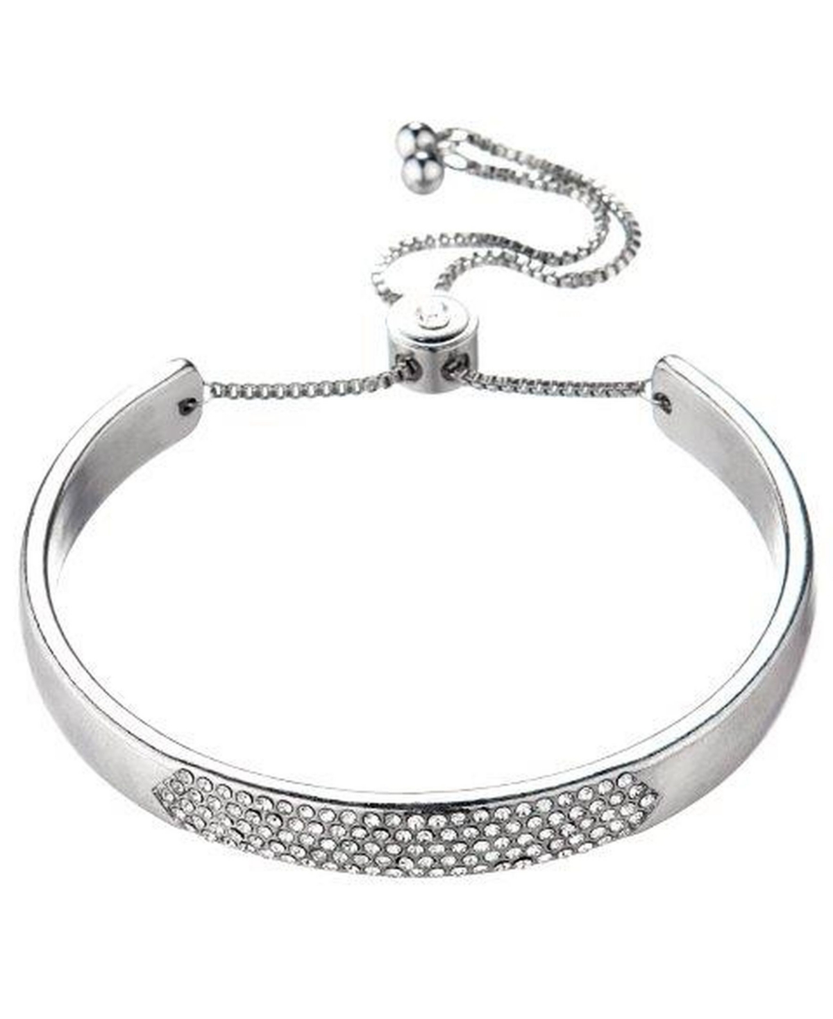 Bracelet with Center Glass Accents - Silver