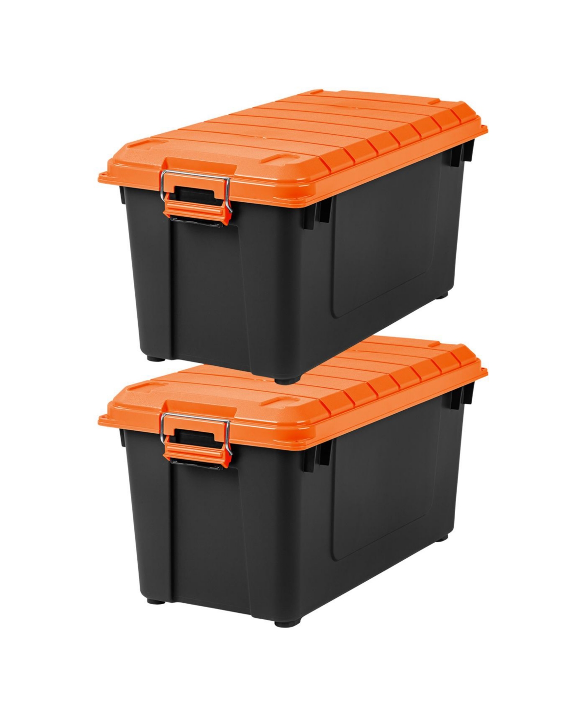 Usa 2 Pack 70Qt/20gal WeatherPro Storage Utility Tote Container Box, Black/Orange - Orange