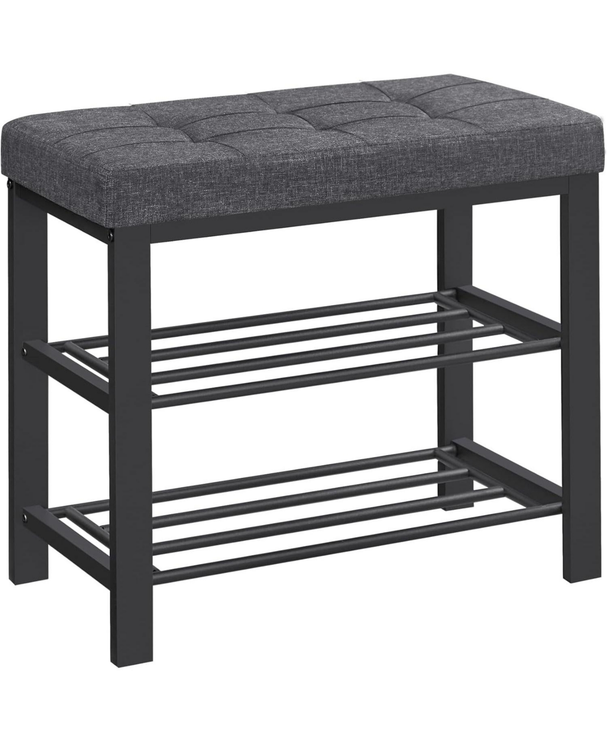 Entryway Bench with cushion and Shoe Storage - Dark grey