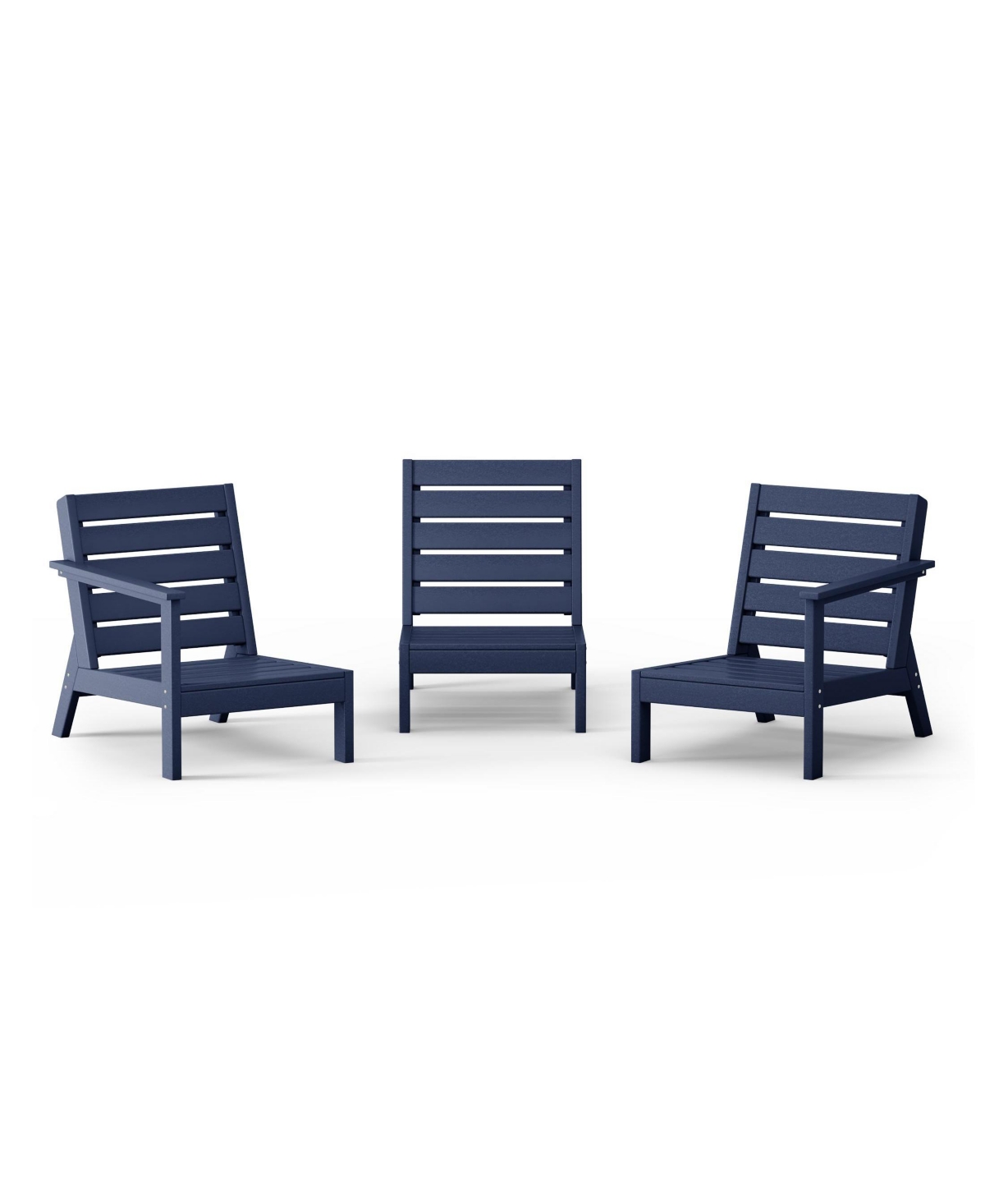 Outdoor Patio 3-Piece Hdpe Deep Seating Sectional Sofa - Weathered wood