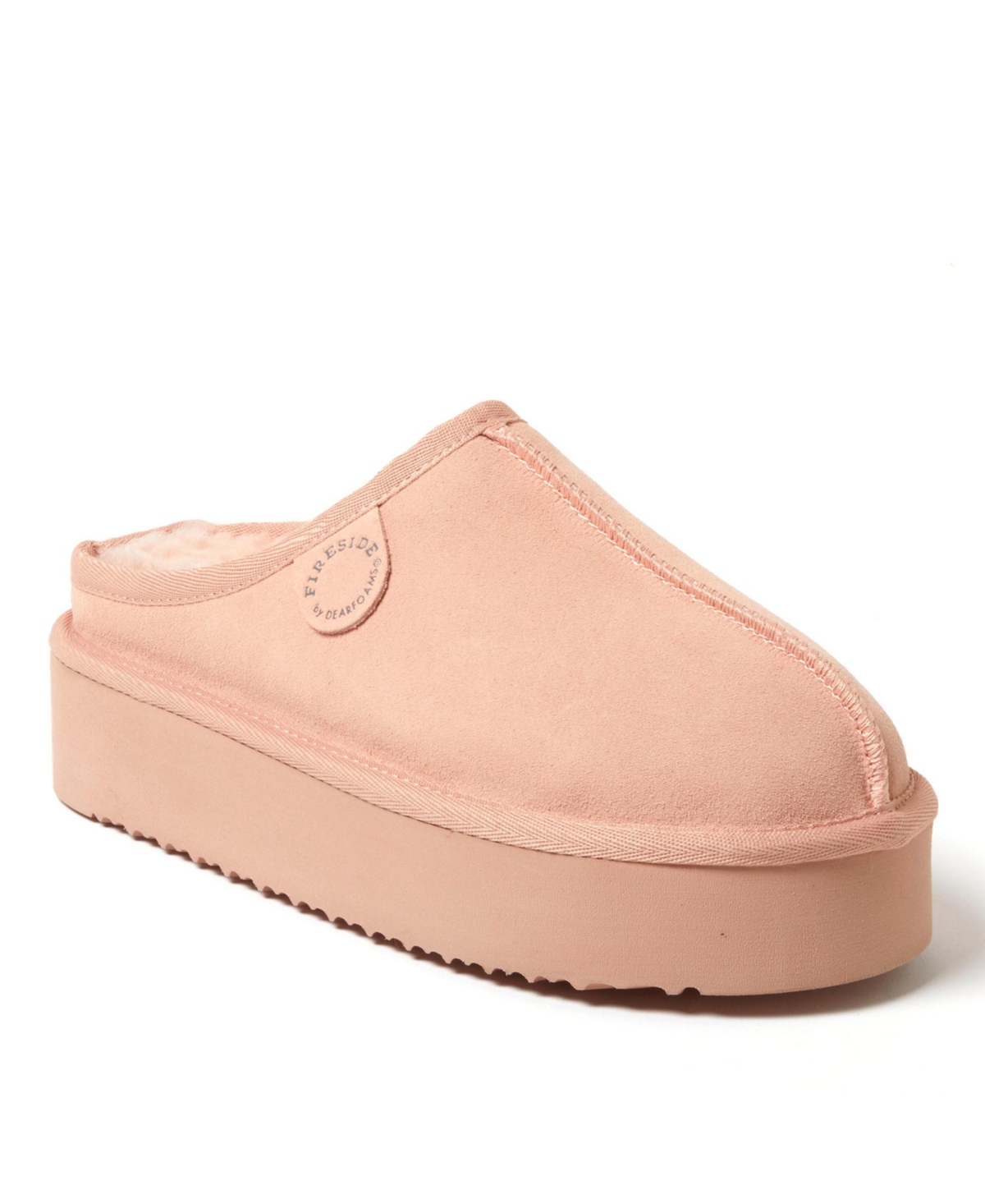 Fireside by Dearfoams Women's Queenstown Genuine Shearling Platform Clog Slipper - Peach dust
