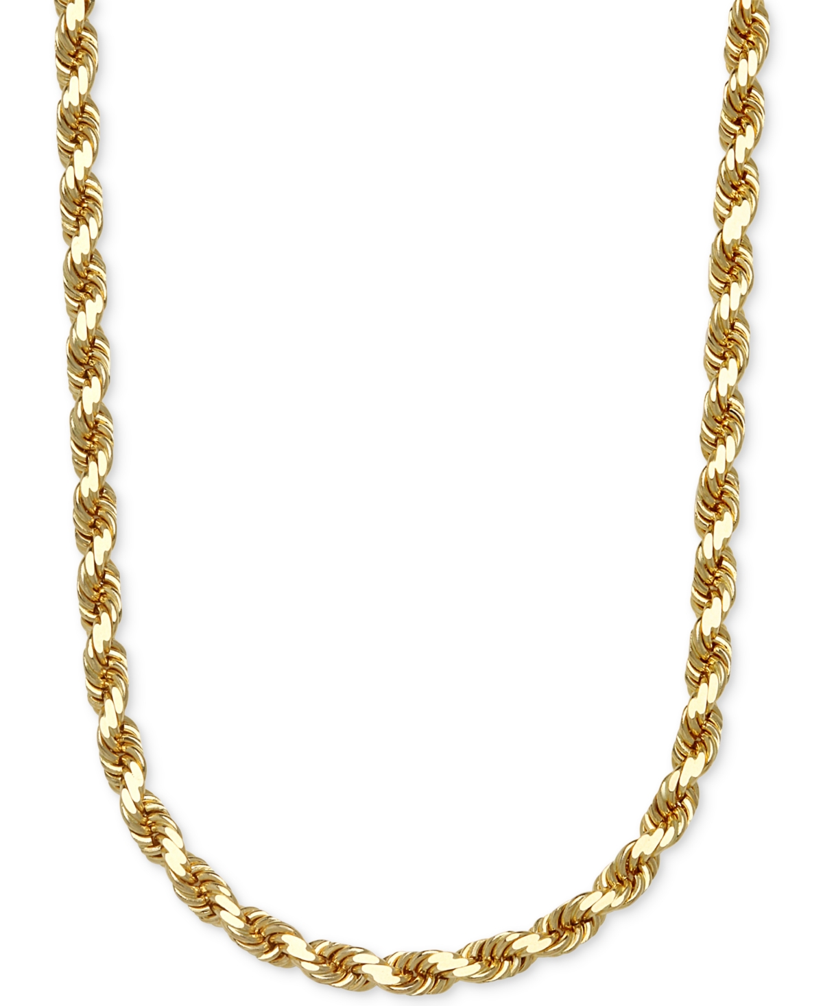 Rope Chain 20" Necklace 3.5mm in 14k Gold - Yellow Gold