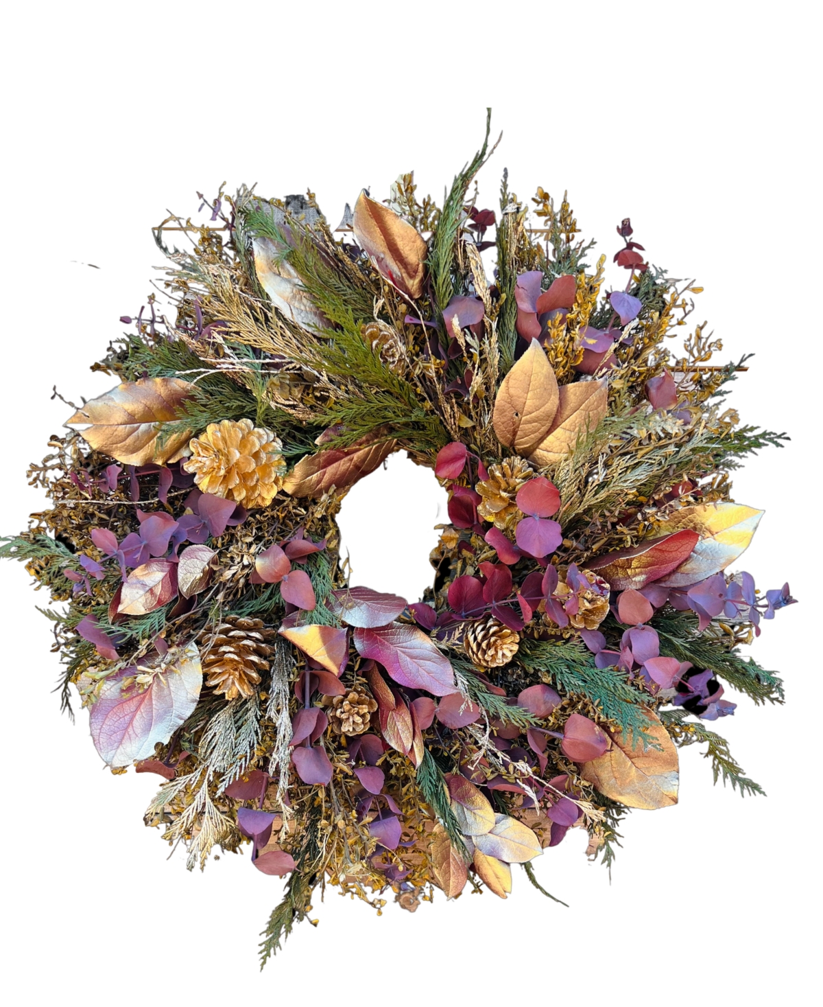 Red and Gold Real Preserved Wreath, 24"