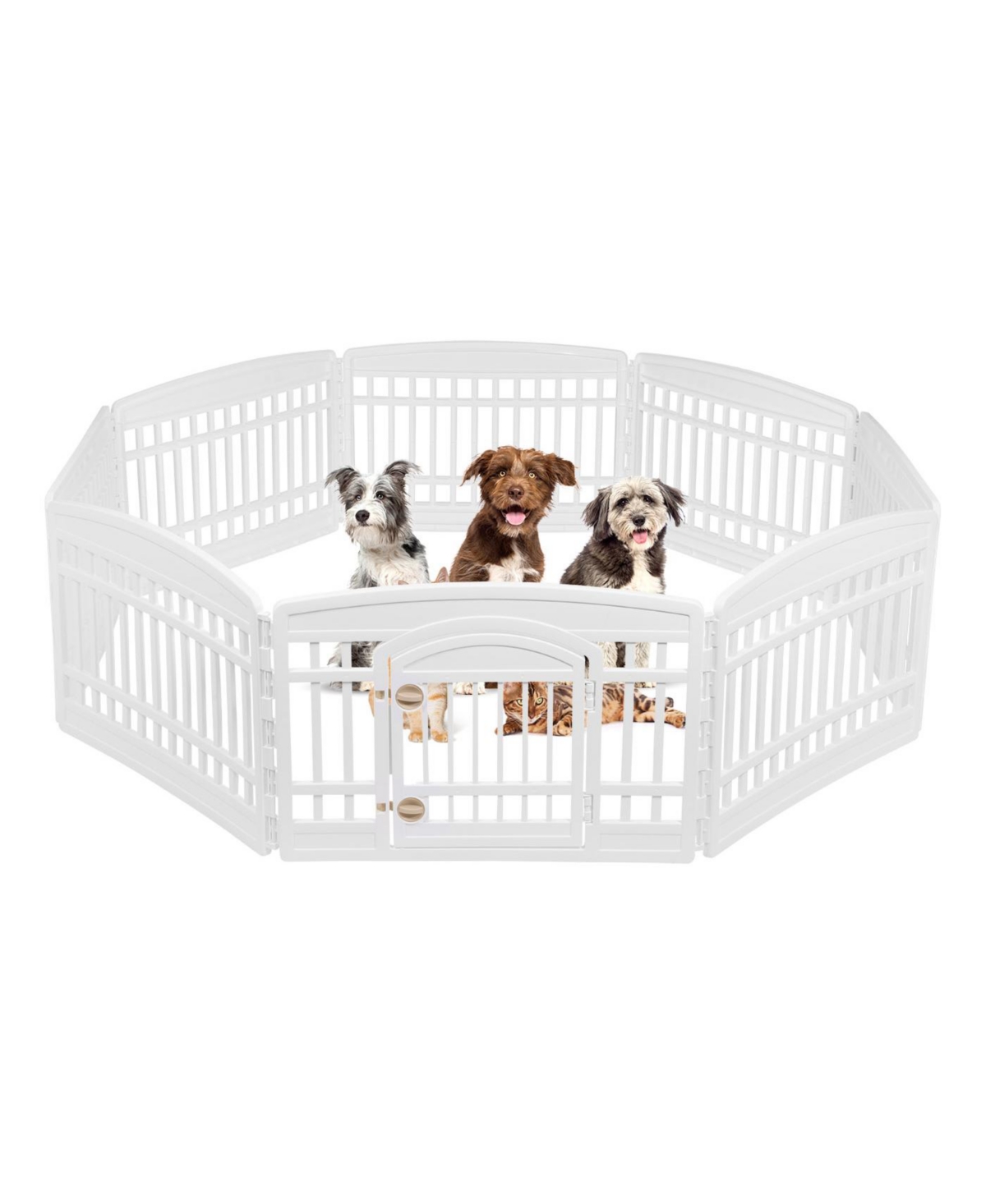 Dog Playpen - Pet Exercise Pen with Door - 4 to 8 Panel Sizes, White - White