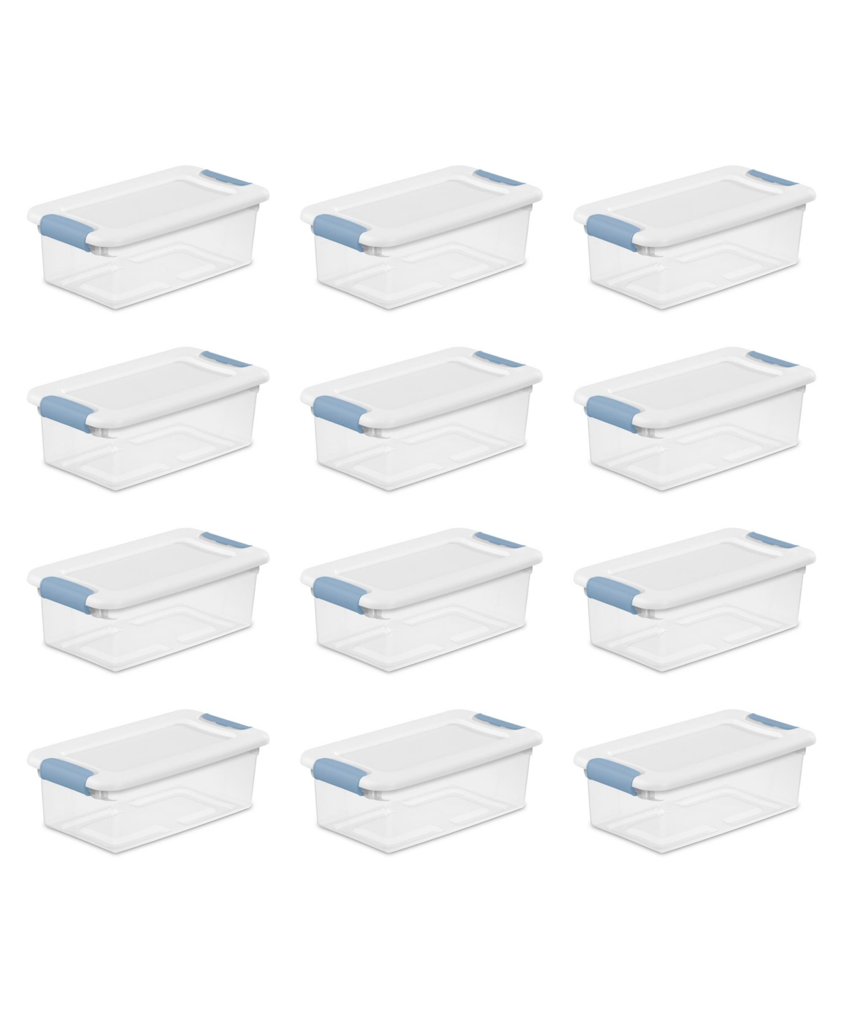 6 Qt. Plastic Stackable Storage Box with Latching Lid, Clear (12 Pack)