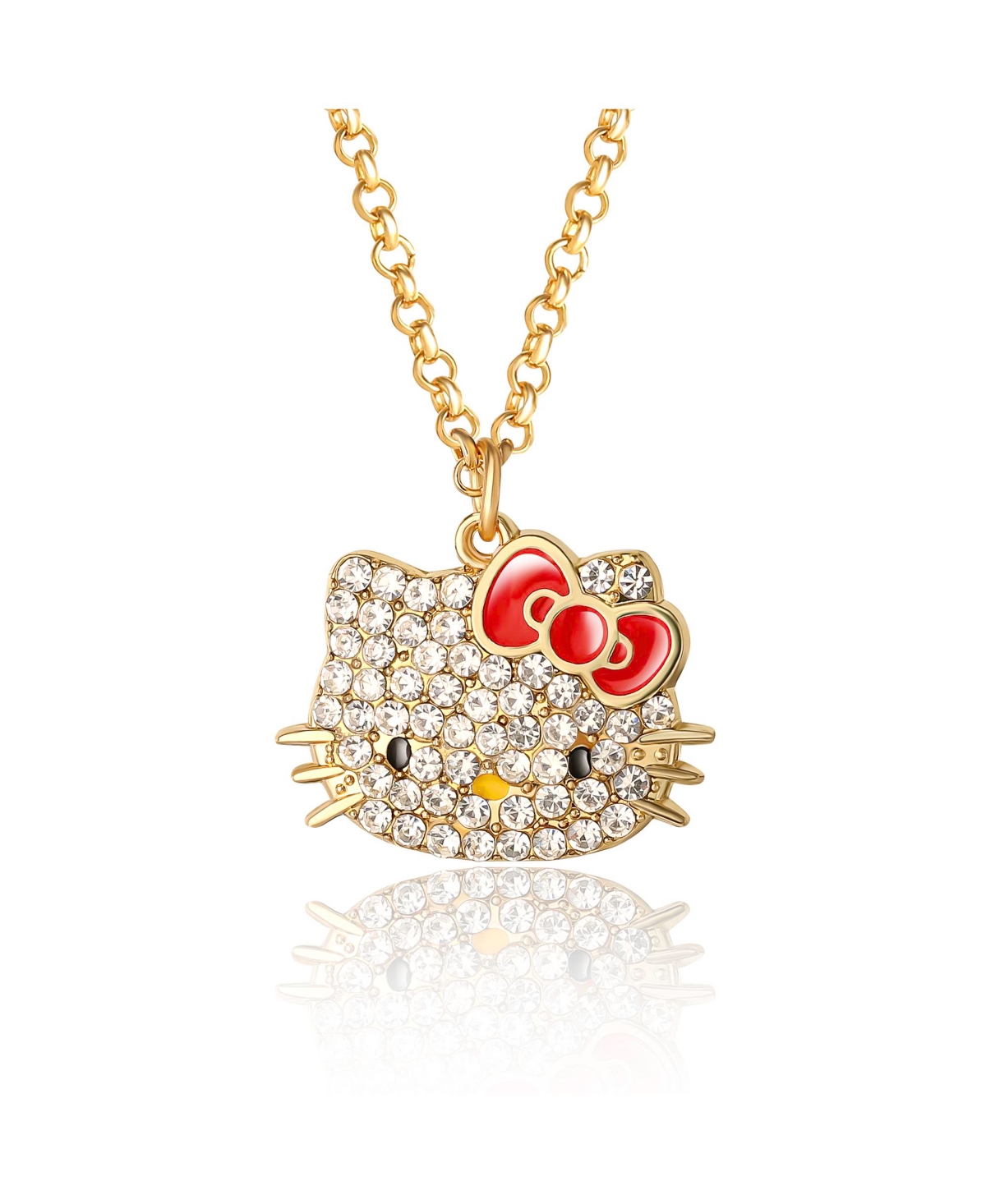 Sanrio Pave Crystal Necklace - Gold tone, pink