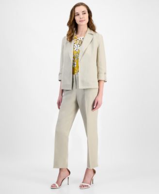 Womens Open Front 3 4 Sleeve Jacket Cowlneck Top Wide Leg Pants Regular Petite