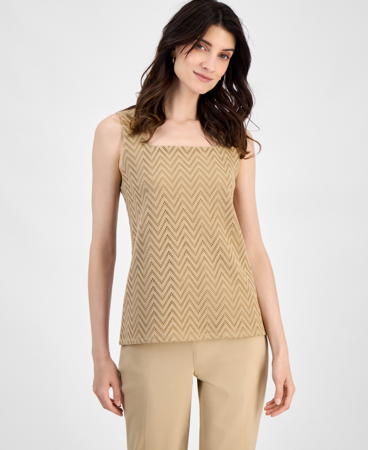 Women's Herringbone Square-Neck Top - Hazelwood