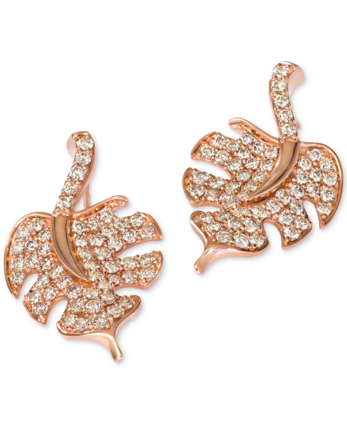 Nude Diamond Leaf Stud Earrings (1-1/4 ct. t.w.) in 14k Rose Gold - Rose Gold